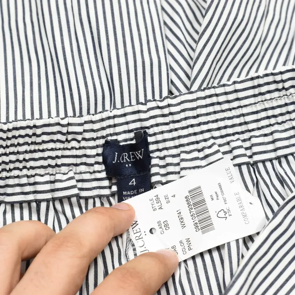 NEW J. Crew Women's Bermuda Shorts Front Tie Striped Cotton Multicolor Size 4